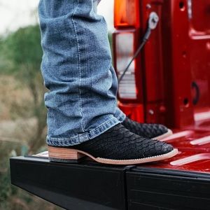 New Black Cowboy Square Toe Boots Size 11D